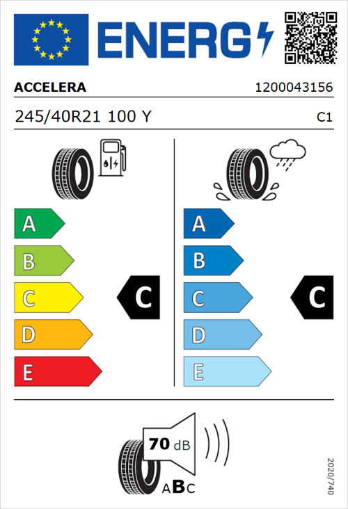 Tyre Label for Accelera PHI 245/40R21 100Y