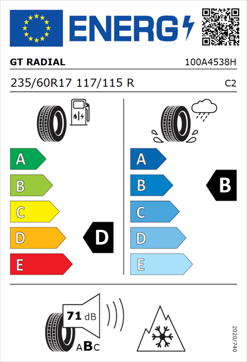 Tyre Label for GT Radial Maxmiler Pro 235/60R17 117/115R